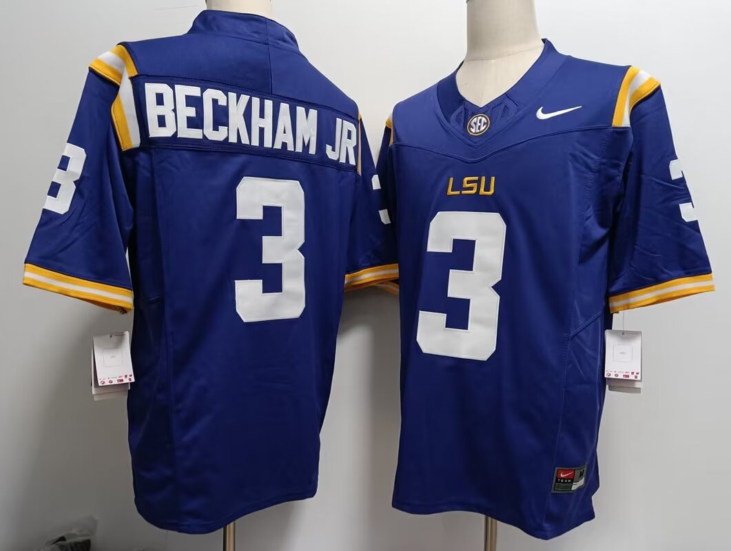 2024 NCAA Men LSU Tigers #3 Odell Beckham JR blue Nike jersey->ncaa teams->NCAA Jersey